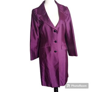 Beautiful Vintage Barrie Pace Woman's Purple Silk and Wool Blend Trench Size 10